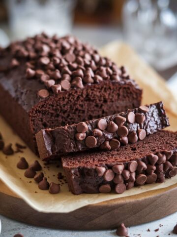 Ultimate Chocolate Pound Cake Recipe – A rich, moist chocolate loaf topped with a glossy chocolate glaze and loaded with chocolate chips. The perfect homemade dessert for chocolate lovers.